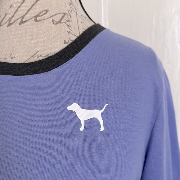 PINK Victoria’s Secret Lilac and Charcoal Raglan Sleeve Tee - Picture 2 of 11